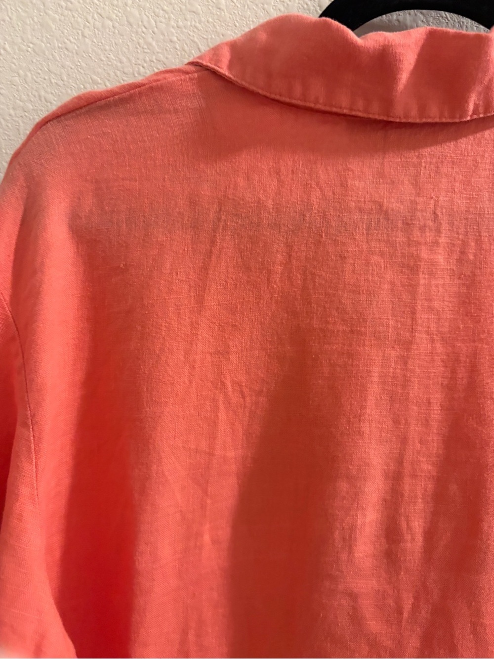 JM Collection 100% Linen Coral Button Front Roll Tab Shirt Size 18 Plus - Picture 13 of 15